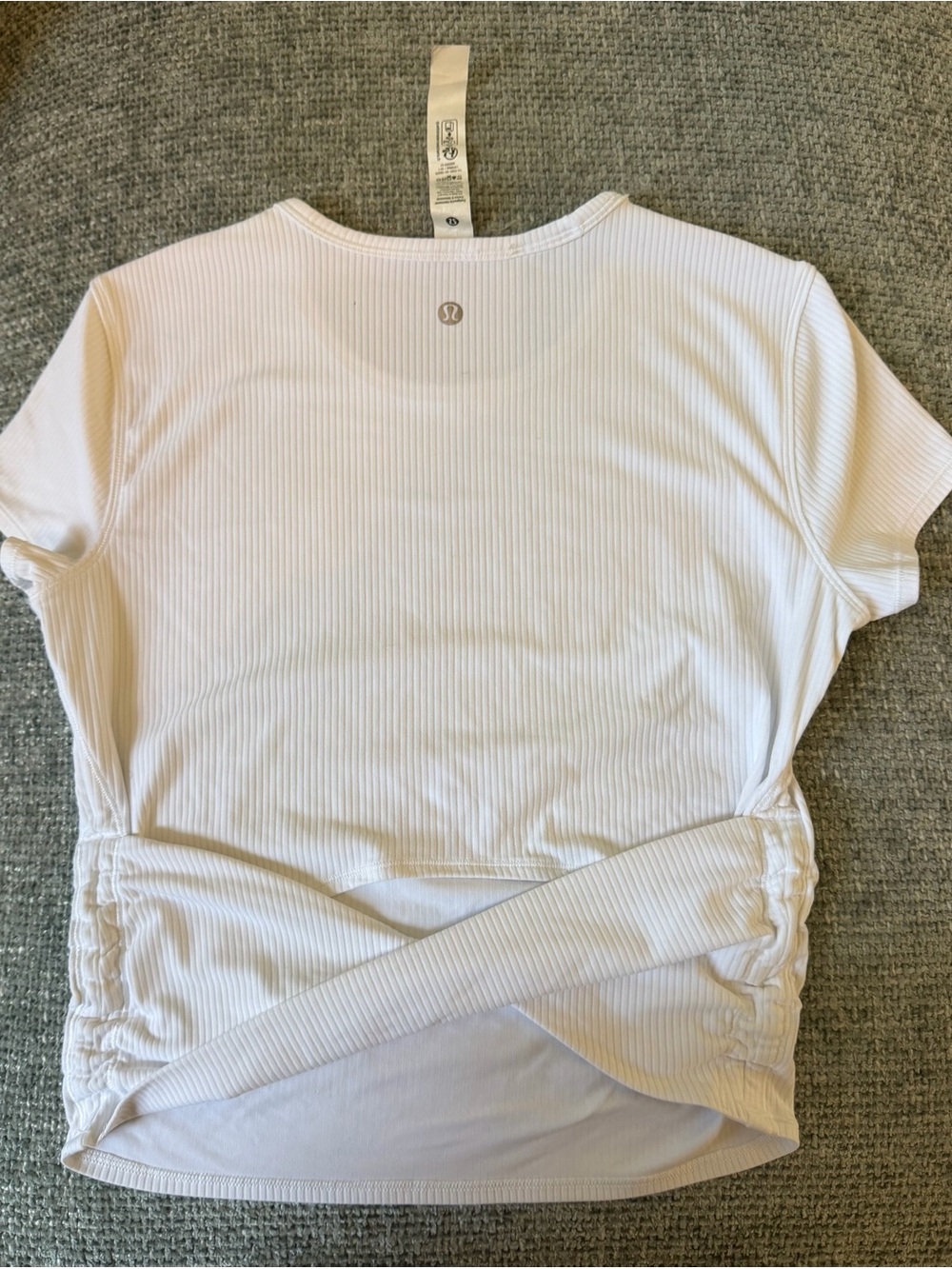 Lululemon athletica White Ribbed Short Sleeve Top